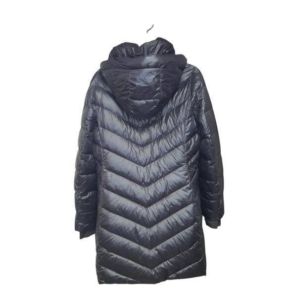 BCBG Max Azria Packable Premium Down Puffer Coat Womens L Hooded Longline Jacket - Picture 4 of 11